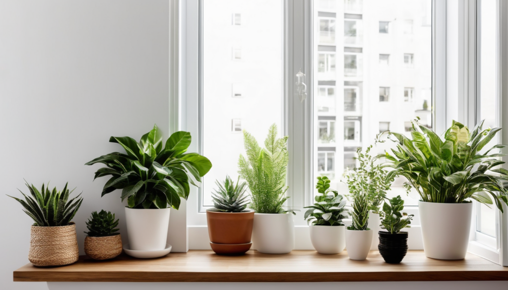 Fensterbank mit Pflanzen